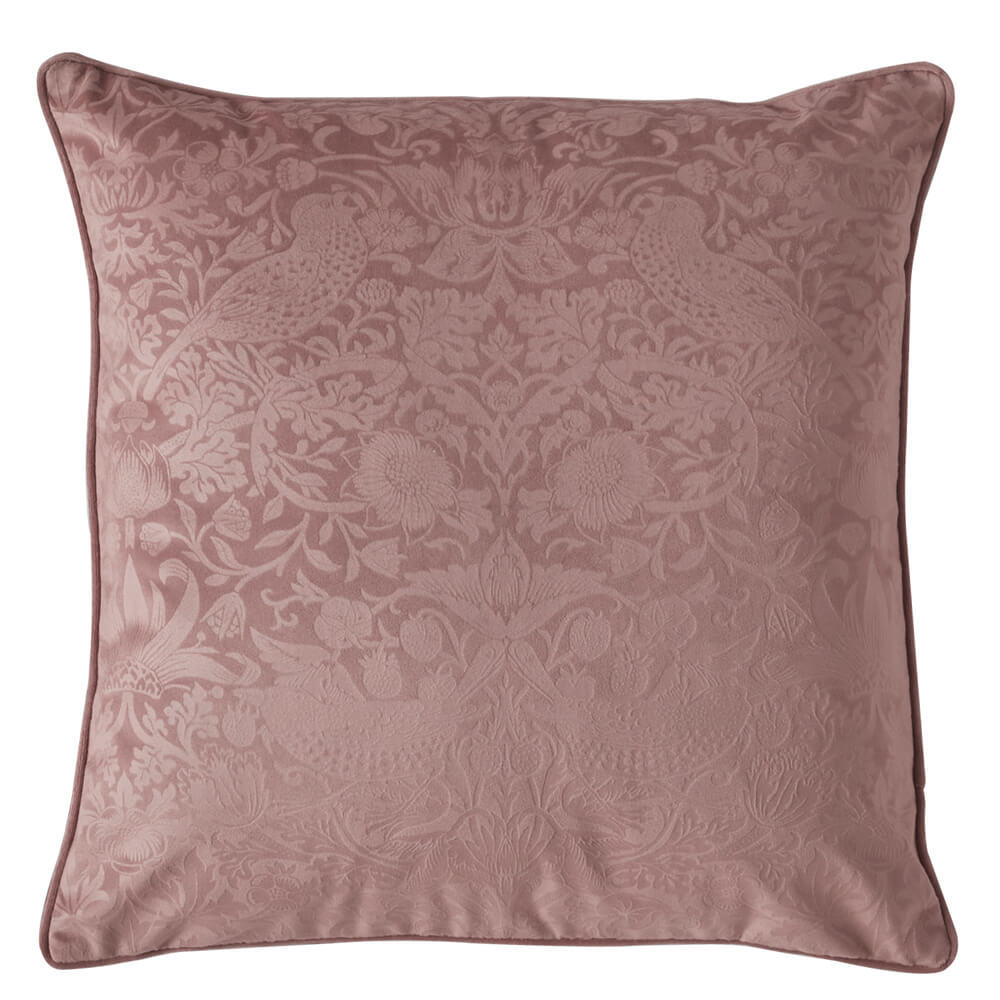 William Morris At Home Strawberry Thief Tea Rose Embossed Cushion